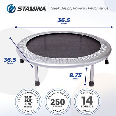 Stamina Products 35-1625 36 Inch Folding Quiet and Safe Trampoline for Cardio