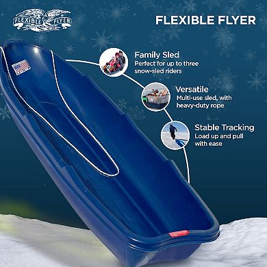 Flexible Flyer Winter Trek 5.5 Foot Plastic Utility Pull Sled W/tow Rope, Blue