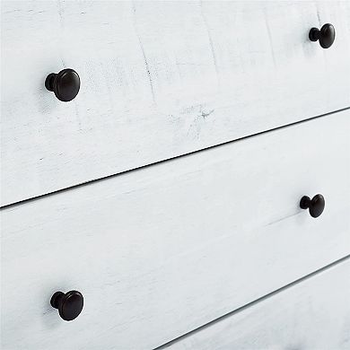 MUSEHOMEINC Rustic Solid Wood 3 Drawer Storage Dresser Nightstand, White Washed