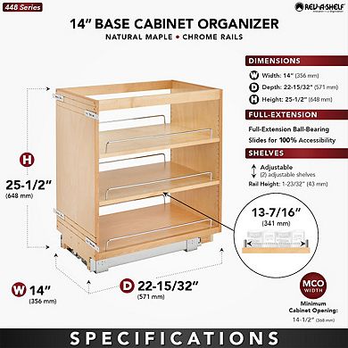 Rev-a-shelf 14" Pull Out Kitchen Cabinet Organizer Pantry Spice Rack, 448-bc-14c