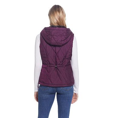 Women's Weathercast Hood Plush Lined Quilted Vest