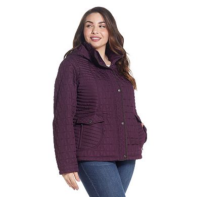 Plus Size Weathercast Faux-Suede Trim Quilted Jacket