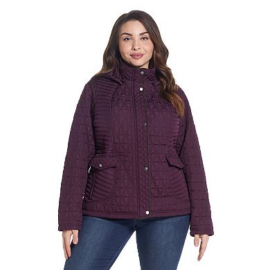 Plus Size Weathercast Faux-Suede Trim Quilted Jacket