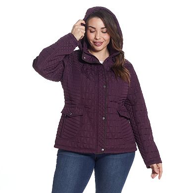 Plus Size Weathercast Faux-Suede Trim Quilted Jacket