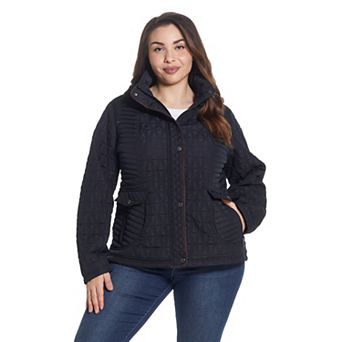 Plus Size Weathercast Faux-Suede Trim Quilted Jacket
