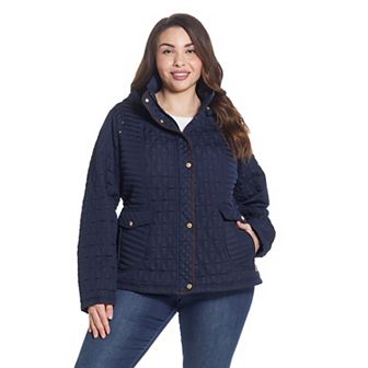 Plus Size Weathercast Faux-Suede Trim Quilted Jacket
