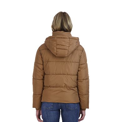 Juniors' Sebby Contrast Hooded Puffer Coat