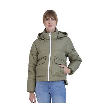 Juniors' Sebby Contrast Hooded Puffer Coat
