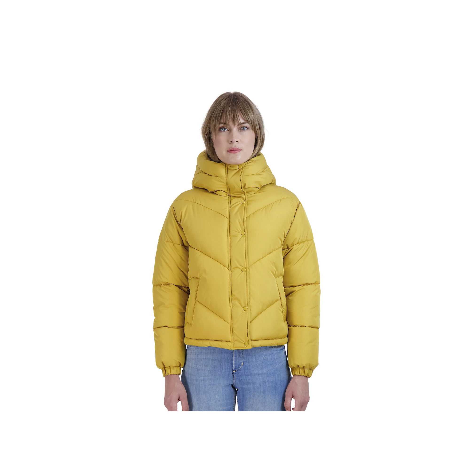 Juniors Sebby Short Puffer Jacket, Womens, Size: XL, Yellow