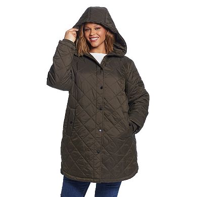 Plus Size Weathercast Hood Quilted Duffle Jacket