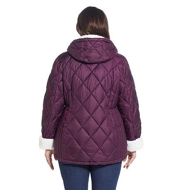 Plus Size Weathercast Sherpa-Trim Quilted Puffer Jacket