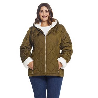 Plus Size Weathercast Sherpa-Trim Quilted Puffer Jacket