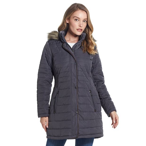 Women s Weathercast Faux Fur Hood Puffer Coat