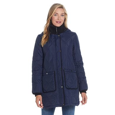Women's Weathercast Hood Ribbed-Trim Quilted Walker Jacket