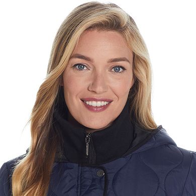 Women's Weathercast Hood Ribbed-Trim Quilted Walker Jacket