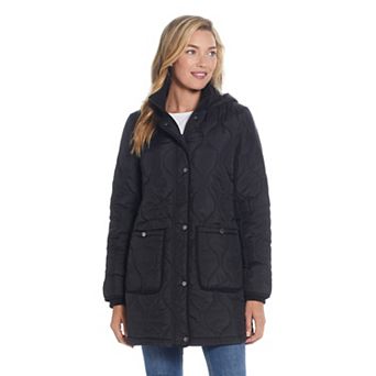 Women's Weathercast Hood Ribbed-Trim Quilted Walker Jacket