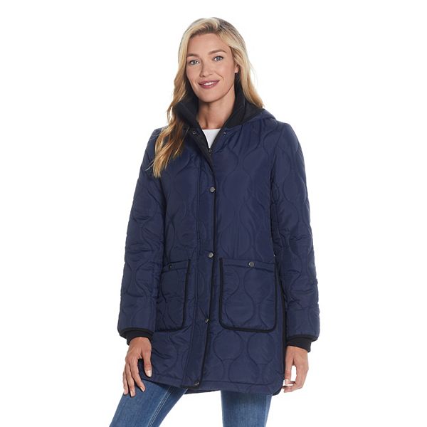 Women's Weathercast Hood Ribbed-Trim Quilted Walker Jacket