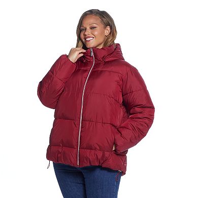 Plus Size Weathercast Hood Puffer Coat