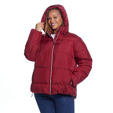Plus Size Weathercast Hood Puffer Coat