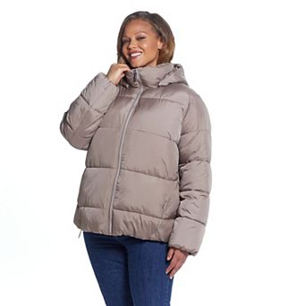 Plus Size Weathercast Hood Puffer Coat