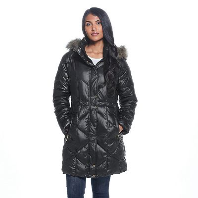 Fur Kohls Puffer Jacket Women's Weathercast Hood Quilted Puffer Coat