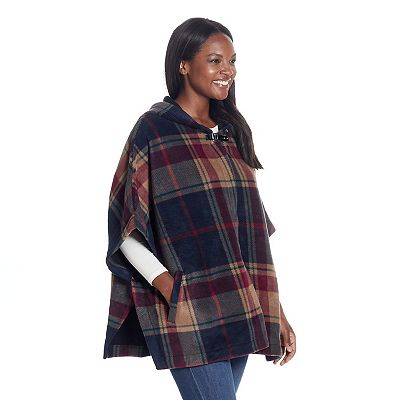 Fleece poncho with hood sale