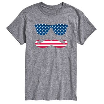 Men's Patriotic Mustache Glasses Tee