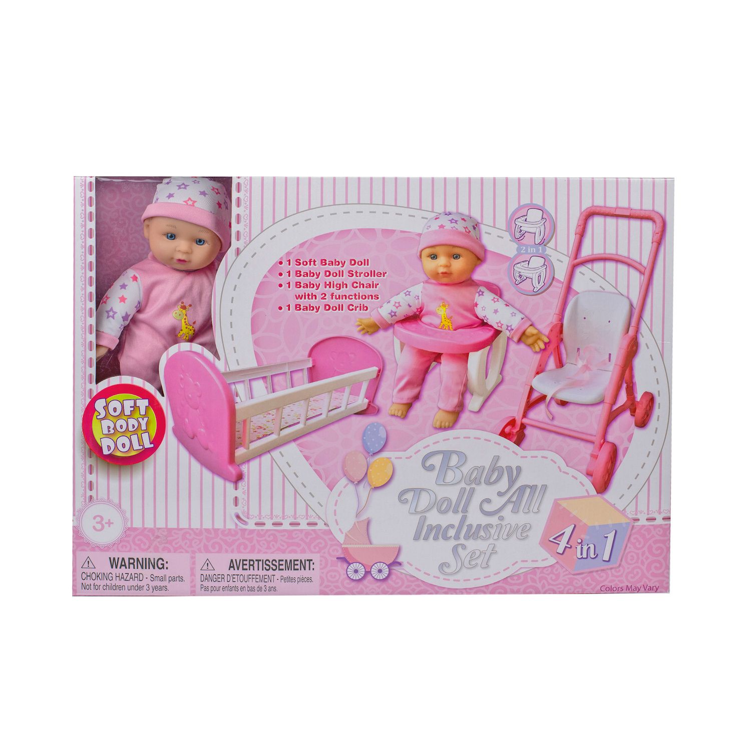 Baby doll crib high hotsell chair set