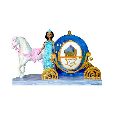 Chic Fantasy Fairytale Fairytale Princess Carriage Black Hair Doll and Vehicle