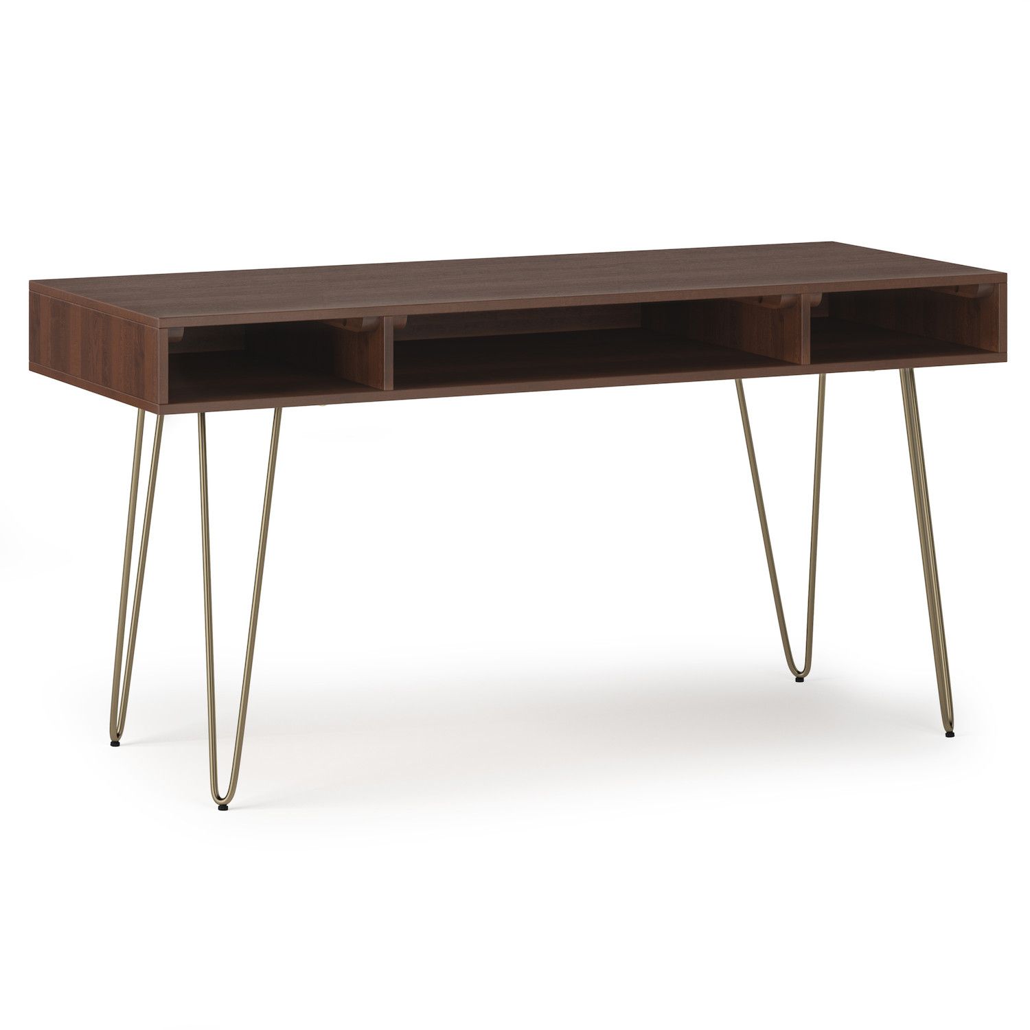 Erina Solid Acacia Wood Small Desk in Distressed Charcoal Brown