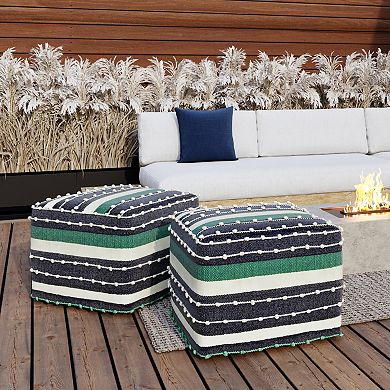 Simpli Home Barker Square Woven Indoor / Outdoor Pouf