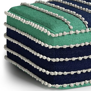 Simpli Home Garbo Square Woven Indoor / Outdoor Pouf