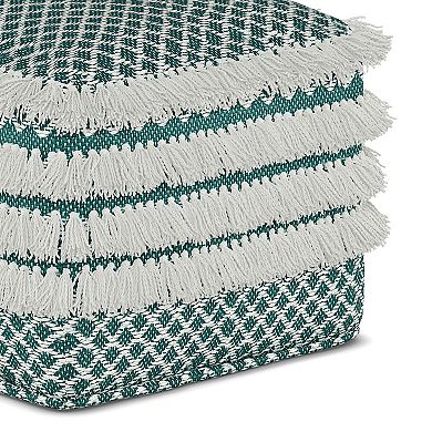Simpli Home Leah Square Woven Indoor / Outdoor Pouf