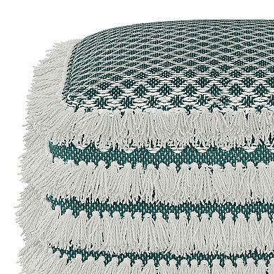 Simpli Home Leah Square Woven Indoor / Outdoor Pouf