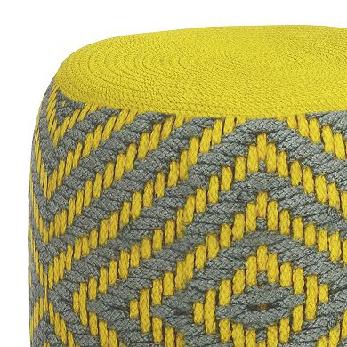 Simpli Home Kent Round Woven Indoor / Outdoor Pouf
