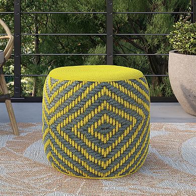 Simpli Home Kent Round Woven Indoor / Outdoor Pouf