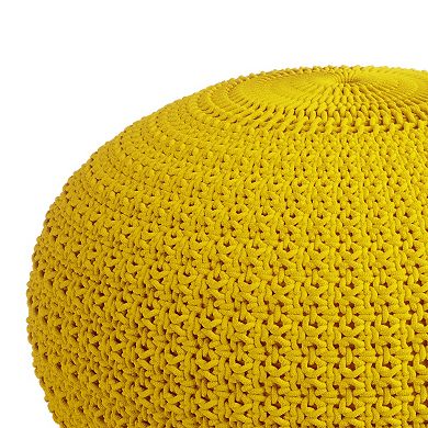 Simpli Home Sonata Round Knitted Indoor / Outdoor Pouf