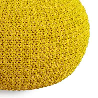 Simpli Home Sonata Round Knitted Indoor / Outdoor Pouf
