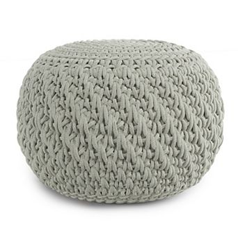 Simpli Home Nisi Round Knitted Indoor / Outdoor Pouf