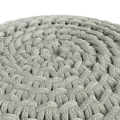 Simpli Home Nisi Round Knitted Indoor / Outdoor Pouf