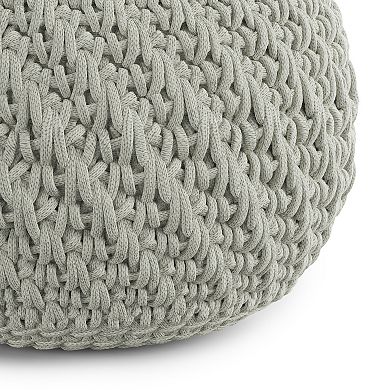 Simpli Home Nisi Round Knitted Indoor / Outdoor Pouf