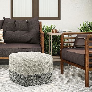 Simpli Home Macie Square Woven Indoor / Outdoor Pouf