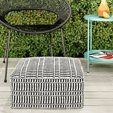 Simpli Home Safford Square Woven Indoor / Outdoor Pouf