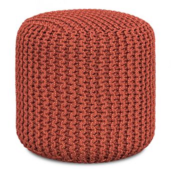 Simpli Home Wynne Round Knitted Indoor / Outdoor Pouf