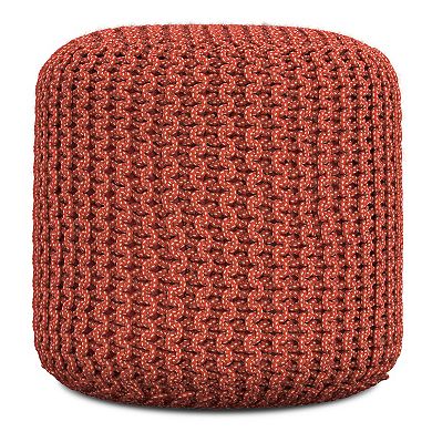 Simpli Home Wynne Round Knitted Indoor / Outdoor Pouf