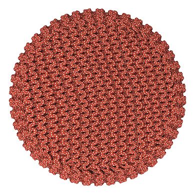 Simpli Home Wynne Round Knitted Indoor / Outdoor Pouf