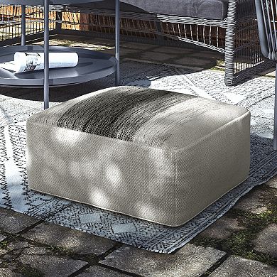 Simpli Home Sabella Square Woven Indoor / Outdoor Pouf