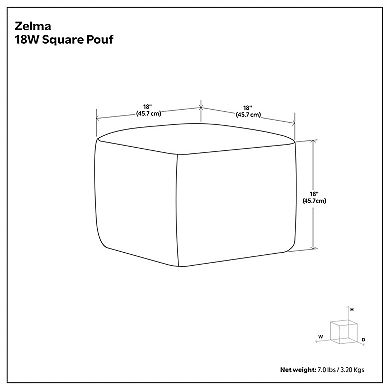 Simpli Home Zelma Square Woven Indoor / Outdoor Pouf