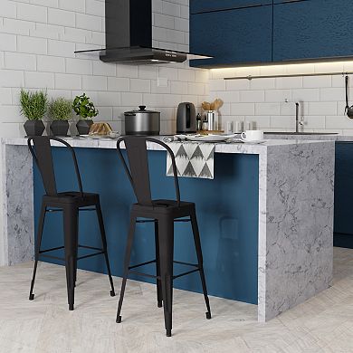 Simpli Home Fletcher Counter-Height Stool 2-Piece Set