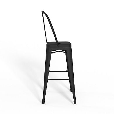 Simpli Home Fletcher Industrial Metal Bar Stool 2-Piece Set